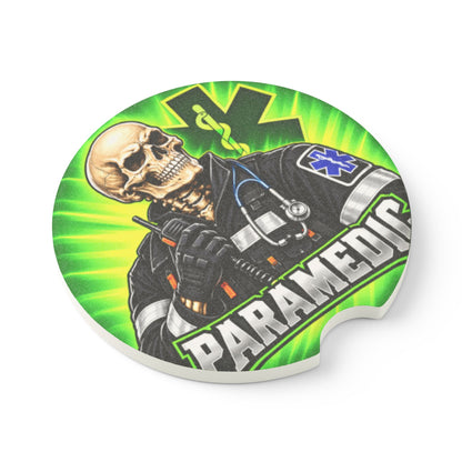 Paramedic Skull Soapstone Car Coaster — EMS Drink Holder Protector
