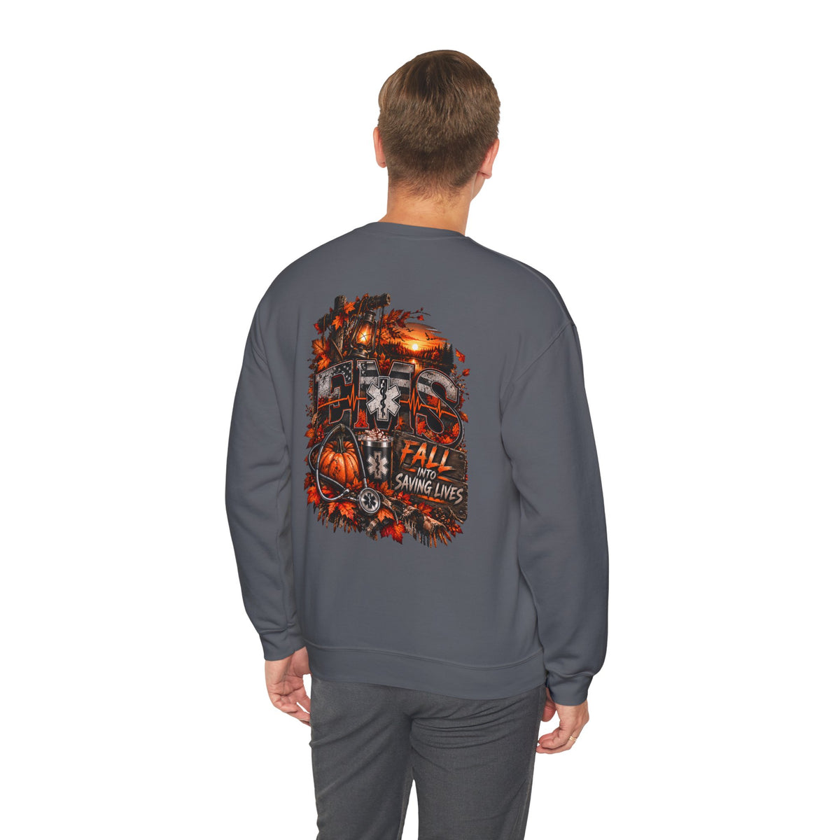 EMS Fall Into Saving Lives | Fall Paramedic EMT T-Shirt & Sweatshirt | First Responder Autumn Apparel