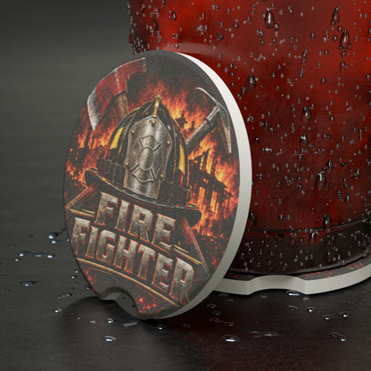 Firefighter Helmet Soapstone Car Coaster – Firefighter Pride Car Accessory
