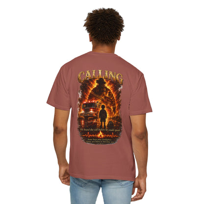 Firefighter Legacy T-Shirt — "He Heard the Call Before He Could Speak" Back Design