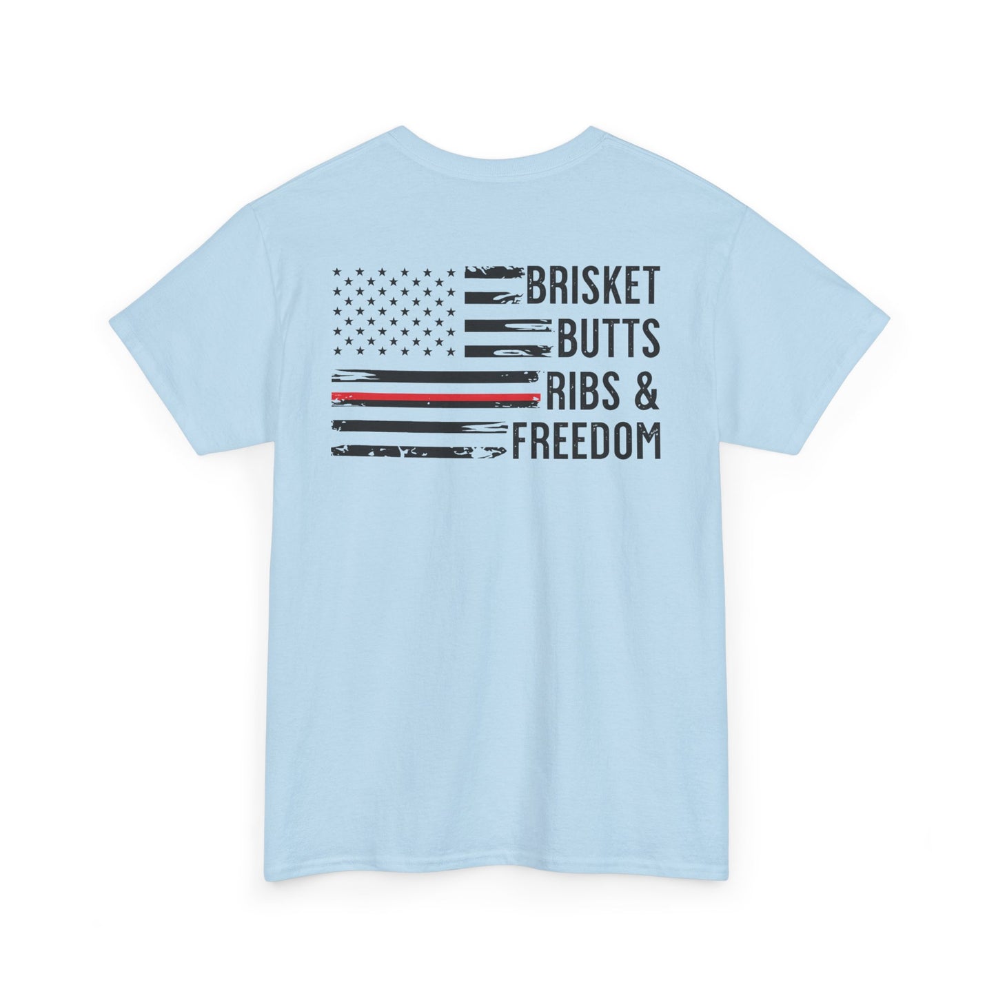 Copy of Thin Blue Line Patriotic BBQ Shirt Brisket Butts Ribs Smoker Tee | American Flag Grill