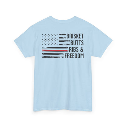 Copy of Thin Blue Line Patriotic BBQ Shirt Brisket Butts Ribs Smoker Tee | American Flag Grill