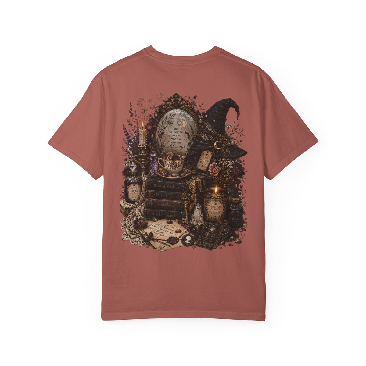 Witchy Altar Illustration T-Shirt | Tarot, Moon, Candles