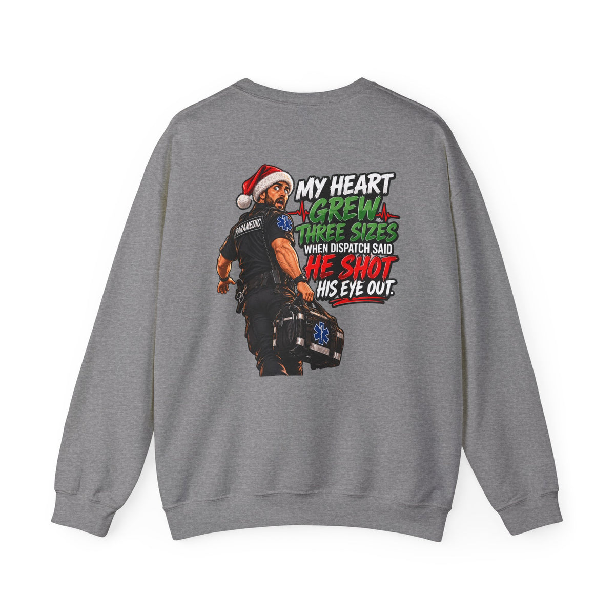 Funny Paramedic Christmas Shirt, My Heart Grew Three Sizes, EMS Holiday T-Shirt, EMT Christmas Gift, First Responder Humor
