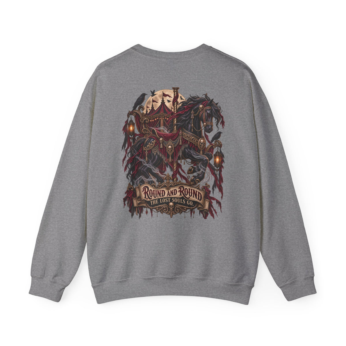 Round and Round the Lost Souls Go | Haunted Carousel Gothic Circus Shirt