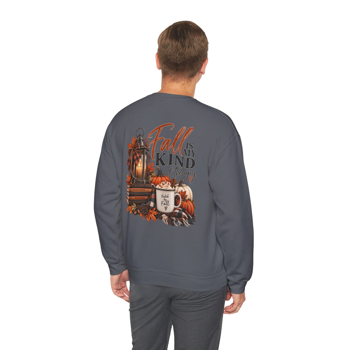Fall Is My Kind Of Therapy Sweatshirt | Autumn Leaves Lantern Coffee Pumpkin