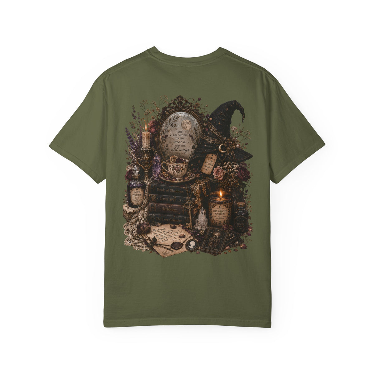 Witchy Altar Illustration T-Shirt | Tarot, Moon, Candles