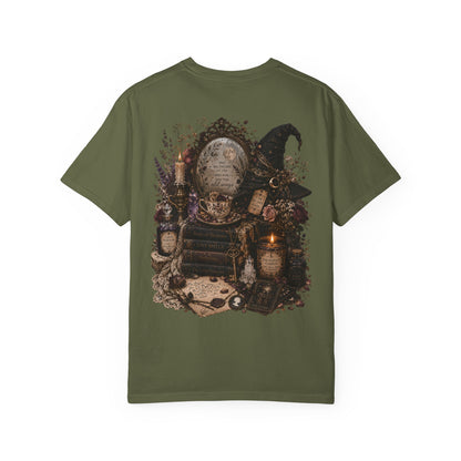 Witchy Altar Illustration T-Shirt | Tarot, Moon, Candles