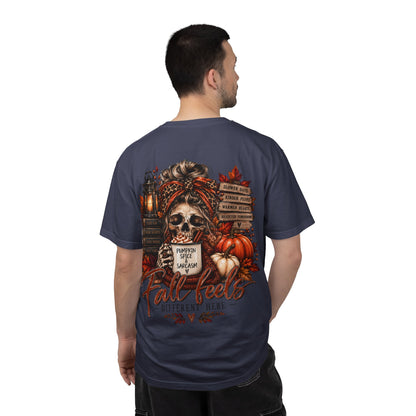 Fall Feels Different Here Pumpkin Spice Sarcasm Skeleton Fall T-Shirt & Sweatshirt Dark Autumn Graphic