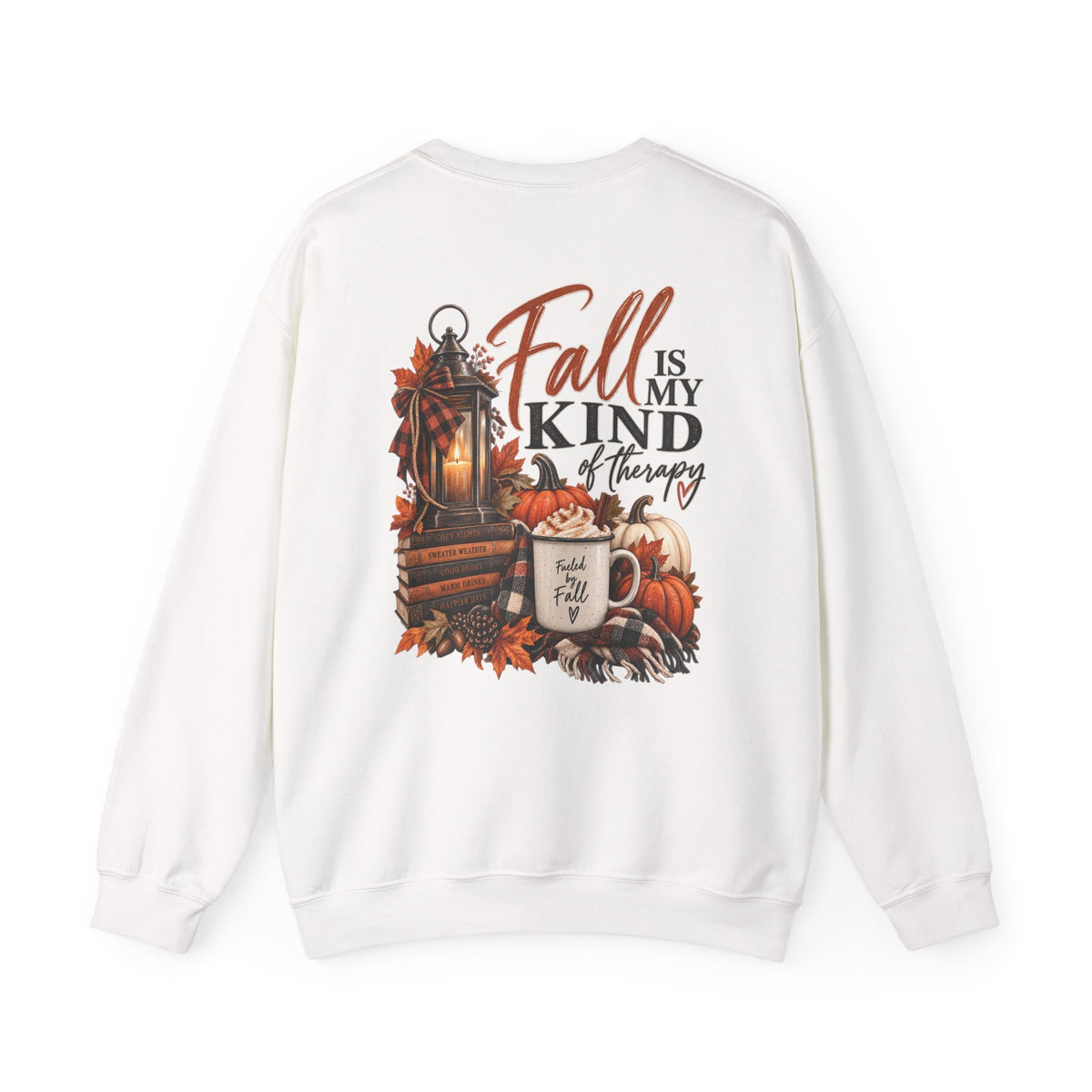 Fall Is My Kind Of Therapy Sweatshirt | Autumn Leaves Lantern Coffee Pumpkin