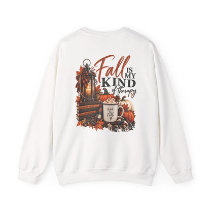 Fall Is My Kind Of Therapy Sweatshirt | Autumn Leaves Lantern Coffee Pumpkin