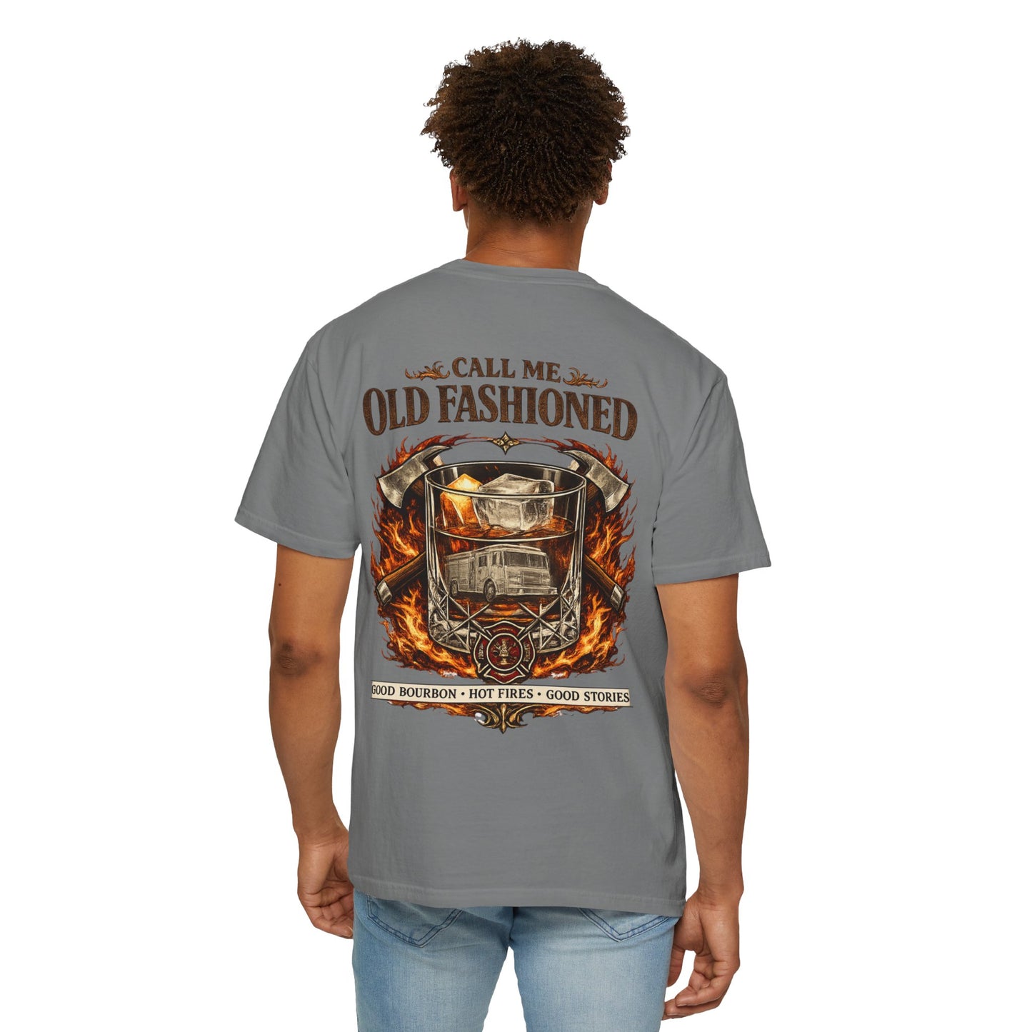 Firefighter Bourbon & Brotherhood T-Shirt — "Call Me Old Fashioned"