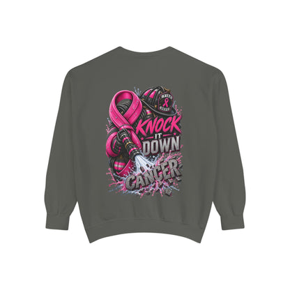 Breast Cancer Awareness Sweatshirt  Firefighter edition— "Knock It Down Cancer" Crewneck