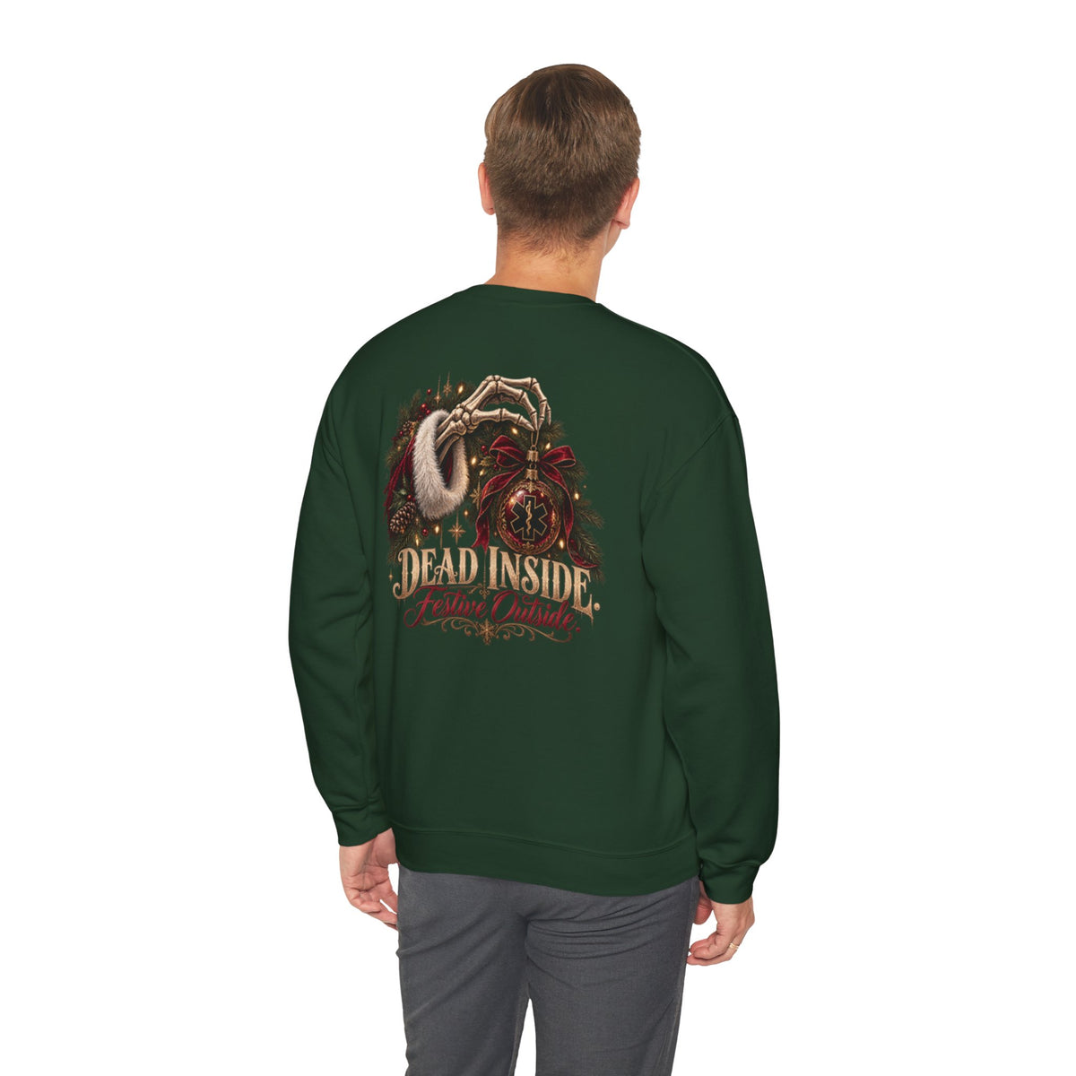 Dead Inside Festive Outside EMS Christmas Sweatshirt, Funny Paramedic Gift, EMT Holiday Crewneck, First Responder Dark Humor