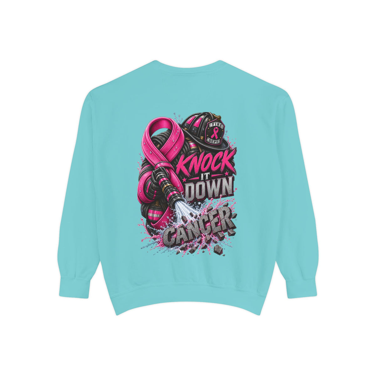 Breast Cancer Awareness Sweatshirt  Firefighter edition— "Knock It Down Cancer" Crewneck