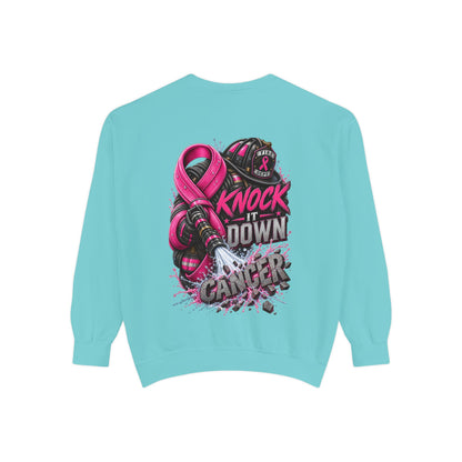 Breast Cancer Awareness Sweatshirt  Firefighter edition— "Knock It Down Cancer" Crewneck