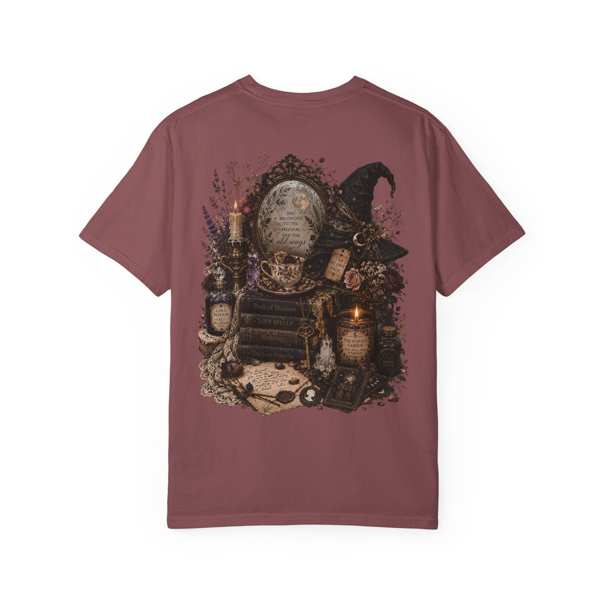 Witchy Altar Illustration T-Shirt | Tarot, Moon, Candles