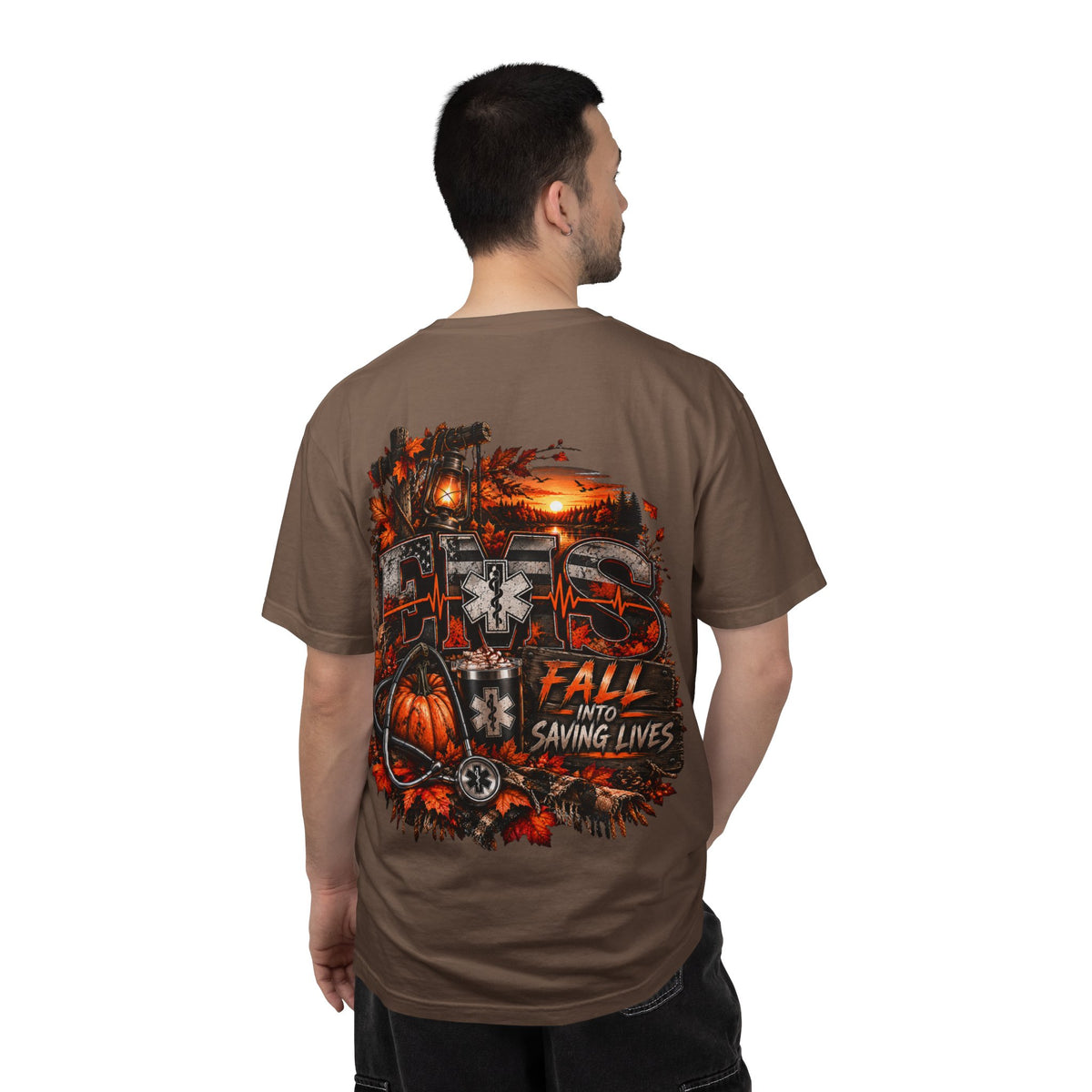 EMS Fall Into Saving Lives | Fall Paramedic EMT T-Shirt & Sweatshirt | First Responder Autumn Apparel