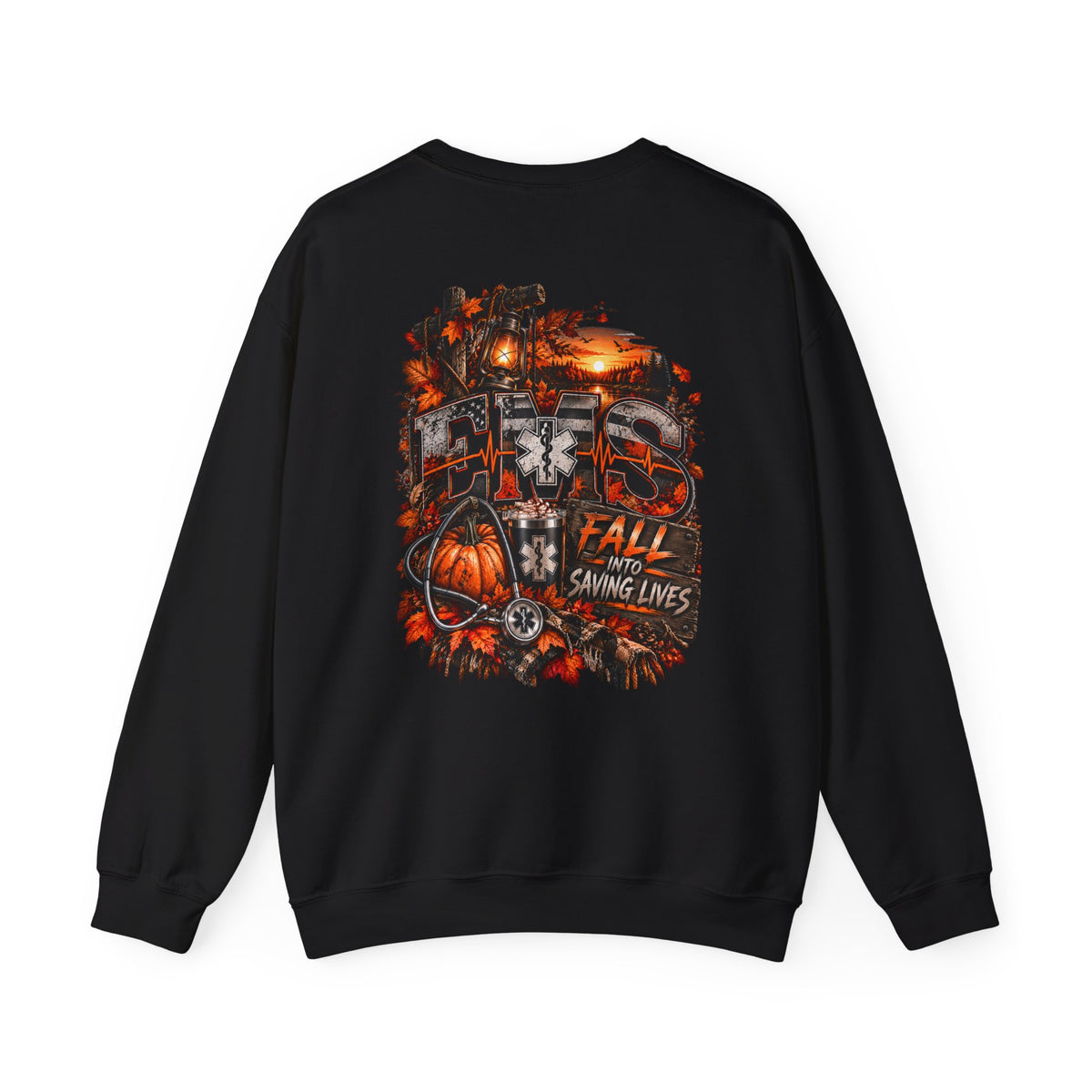 EMS Fall Into Saving Lives | Fall Paramedic EMT T-Shirt & Sweatshirt | First Responder Autumn Apparel
