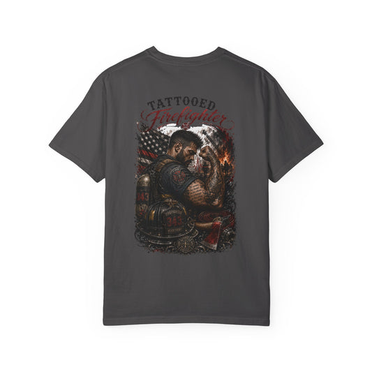 Firefighter Tribute T-Shirt — "343 Never Forget" Fire Rescue Back Design