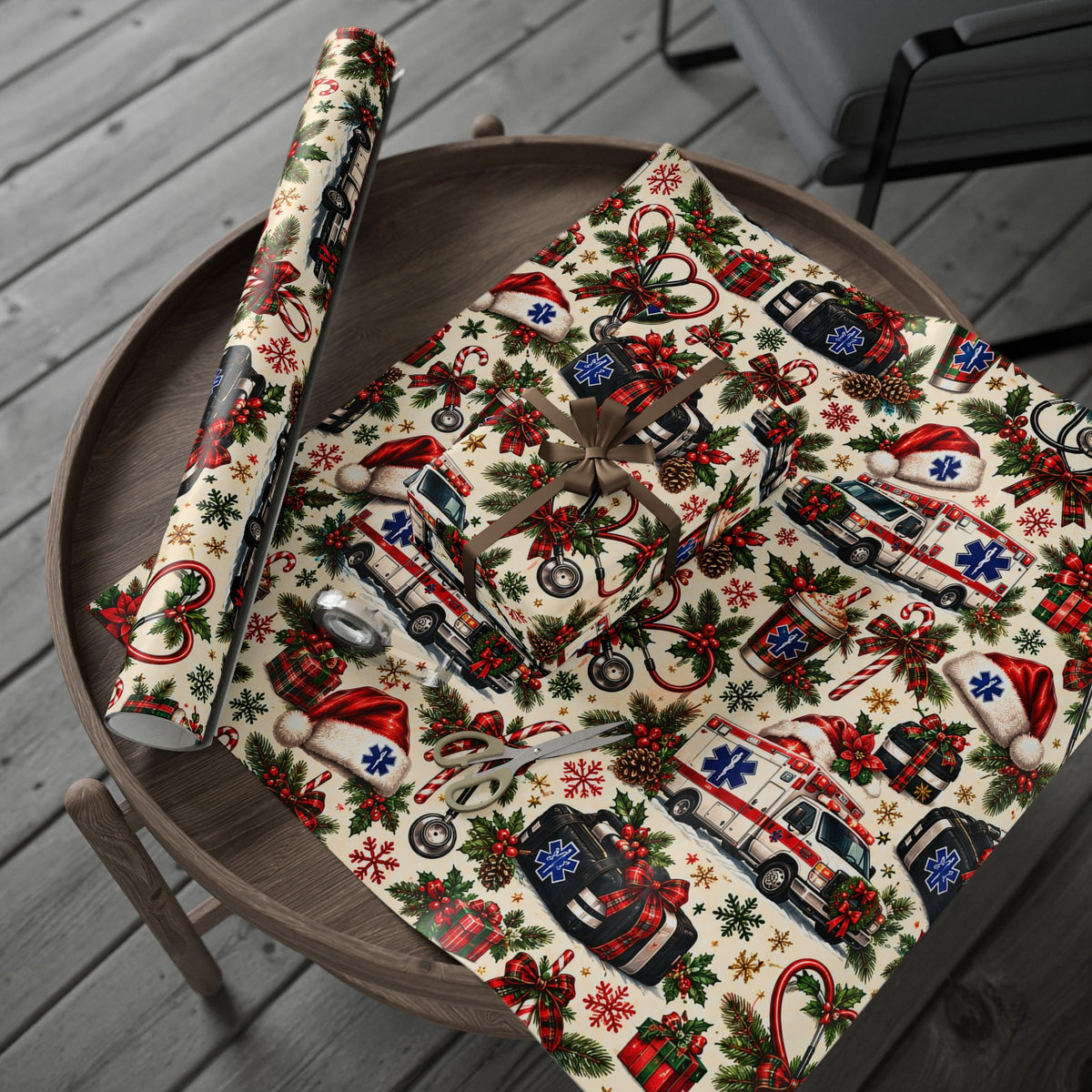 Wrapping Paper – Christmas Emergency Medical Services Design
