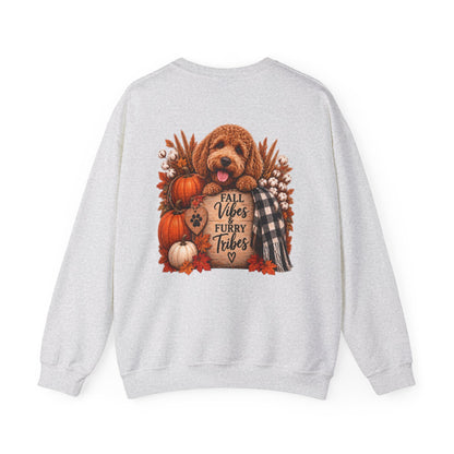 Fall Vibes Furry Tribes Dog Sweatshirt | Pumpkin Plaid Cozy Autumn