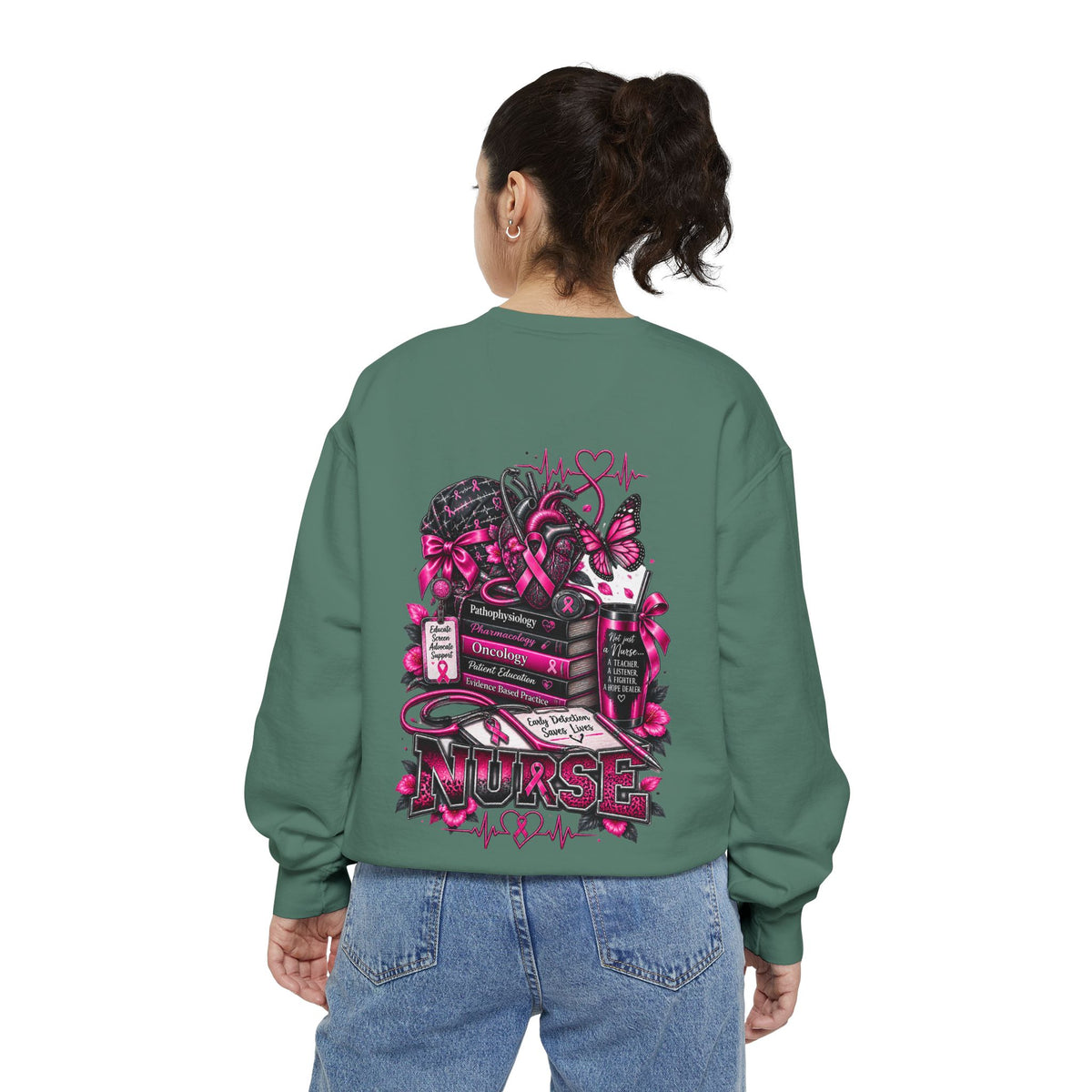 Breast Cancer Awareness Nurse Sweatshirt — Pink Ribbon RN Crewneck