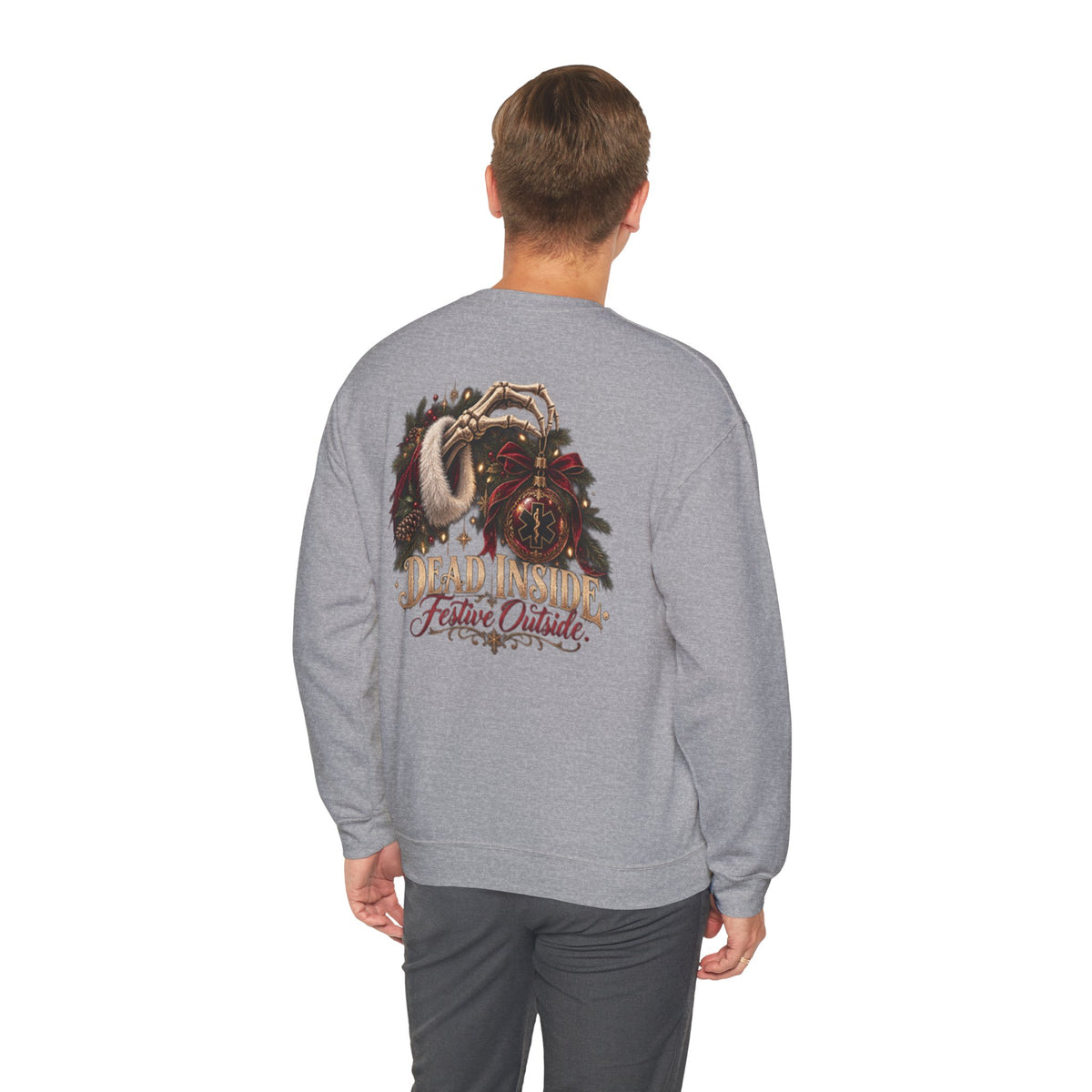 Dead Inside Festive Outside EMS Christmas Sweatshirt, Funny Paramedic Gift, EMT Holiday Crewneck, First Responder Dark Humor