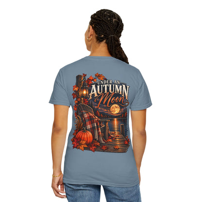 Under an Autumn Moon T-Shirt | Fall Lake Scene, Pumpkins & Plaid