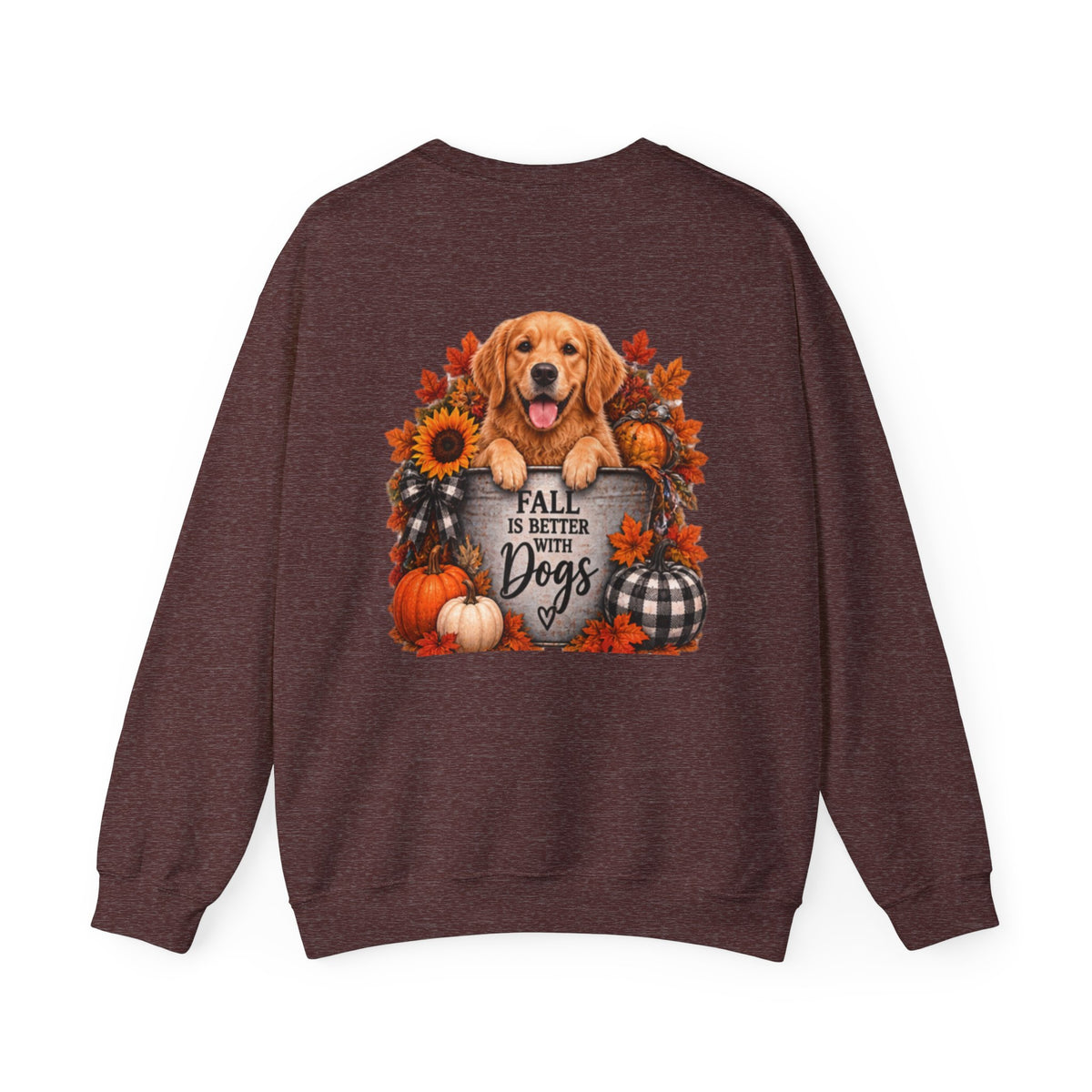 Golden Retriever Fall Dogs Sweatshirt | Autumn Pumpkins Sunflowers Plaid