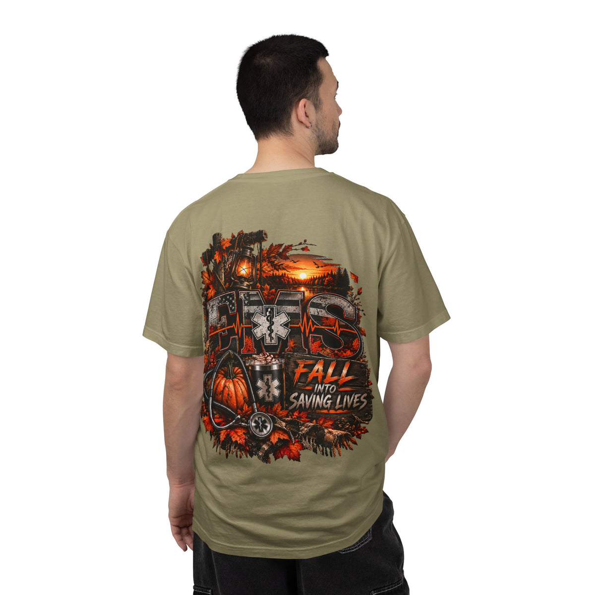 EMS Fall Into Saving Lives | Fall Paramedic EMT T-Shirt & Sweatshirt | First Responder Autumn Apparel