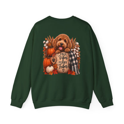 Fall Vibes Furry Tribes Dog Sweatshirt | Pumpkin Plaid Cozy Autumn