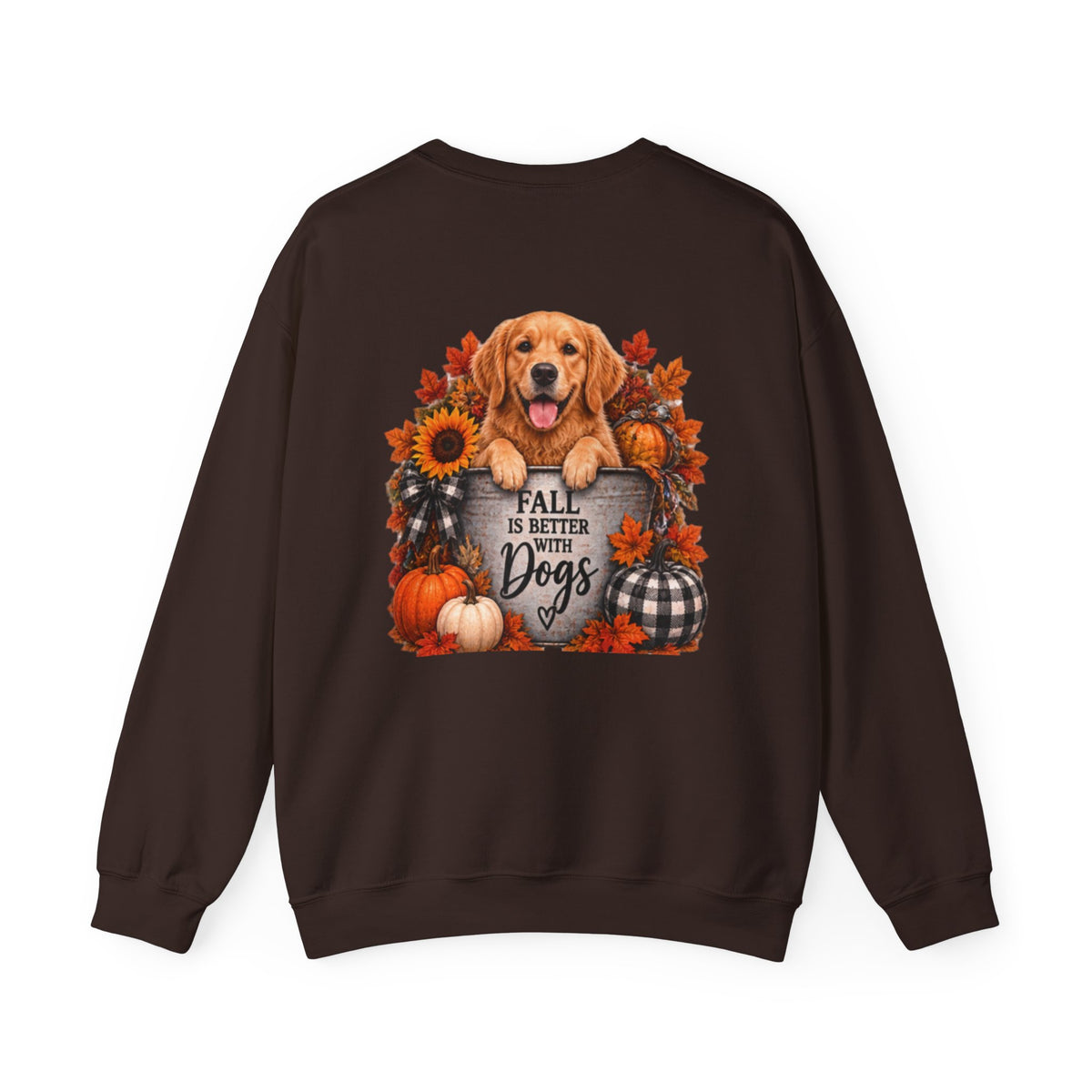 Golden Retriever Fall Dogs Sweatshirt | Autumn Pumpkins Sunflowers Plaid