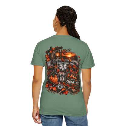 EMS Fall Into Saving Lives | Fall Paramedic EMT T-Shirt & Sweatshirt | First Responder Autumn Apparel