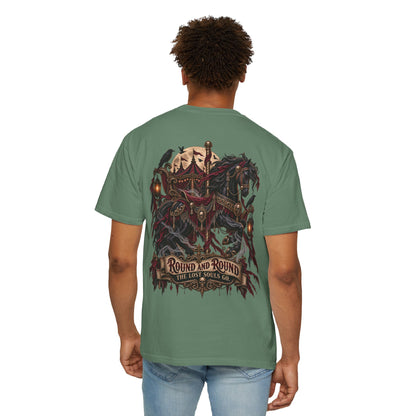 Round and Round the Lost Souls Go | Haunted Carousel Gothic Circus Shirt