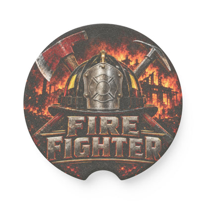 Firefighter Helmet Soapstone Car Coaster – Firefighter Pride Car Accessory