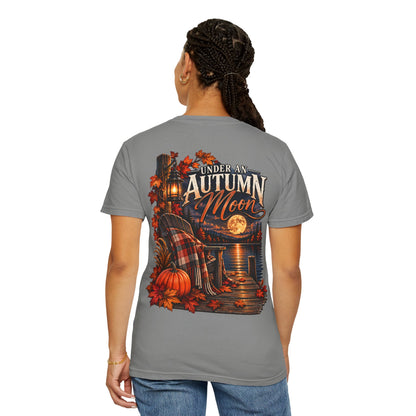 Under an Autumn Moon T-Shirt | Fall Lake Scene, Pumpkins & Plaid