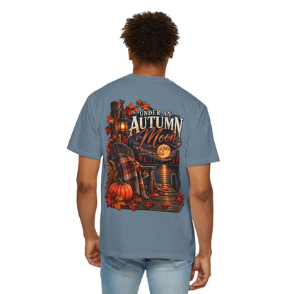 Under an Autumn Moon T-Shirt | Fall Lake Scene, Pumpkins & Plaid