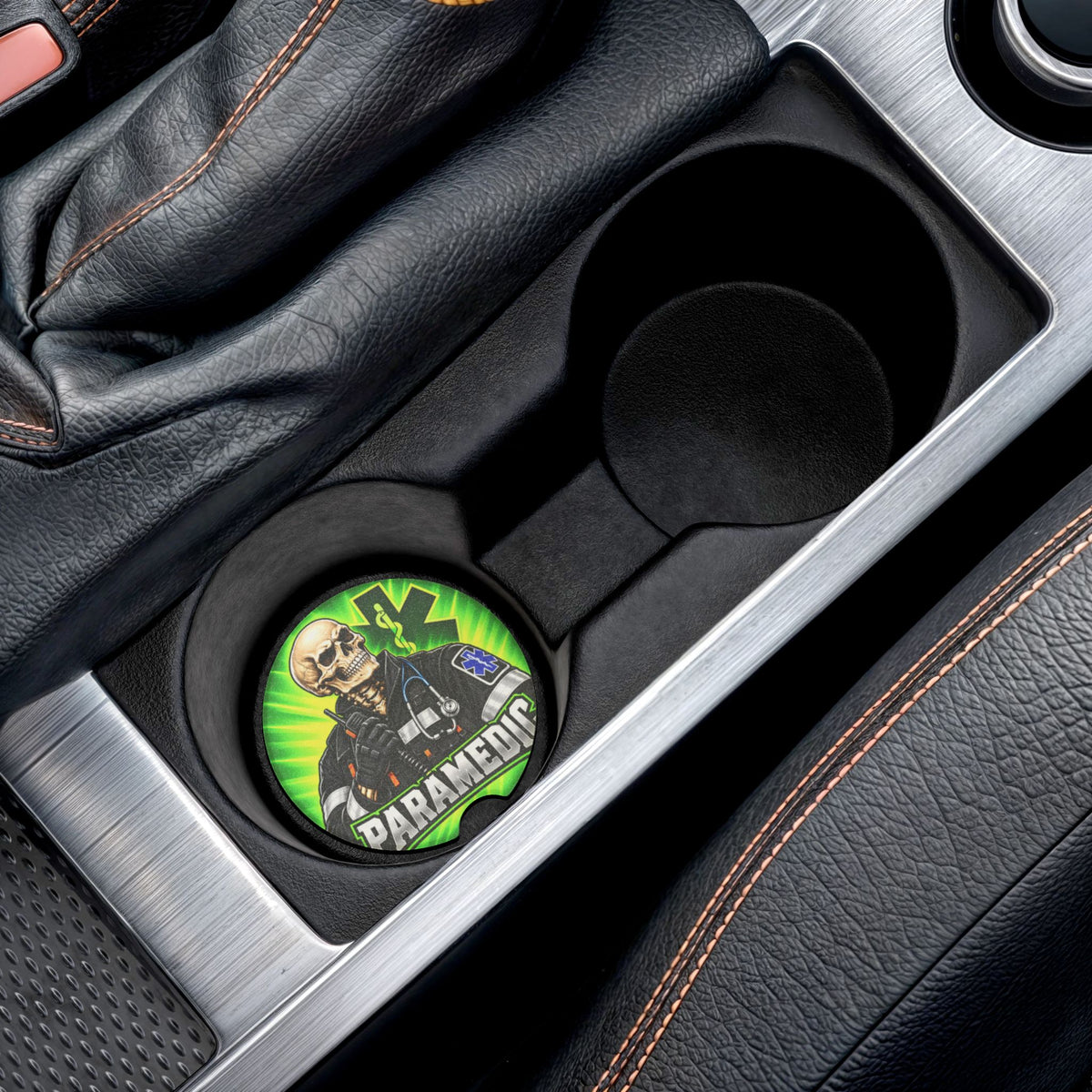 Paramedic Skull Soapstone Car Coaster — EMS Drink Holder Protector