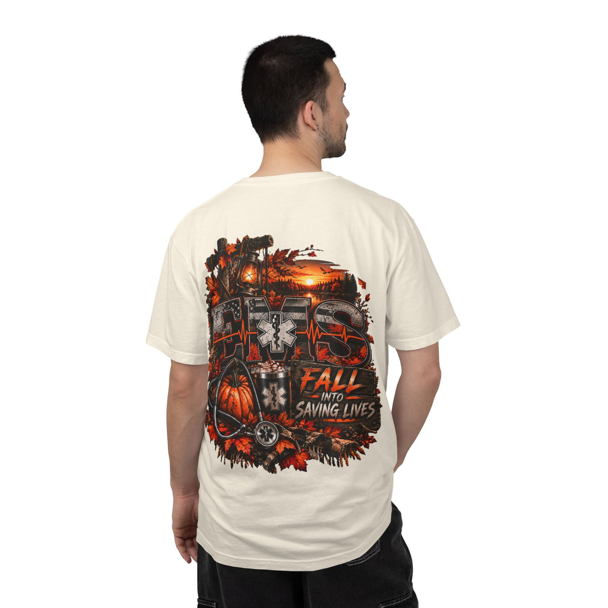 EMS Fall Into Saving Lives | Fall Paramedic EMT T-Shirt & Sweatshirt | First Responder Autumn Apparel
