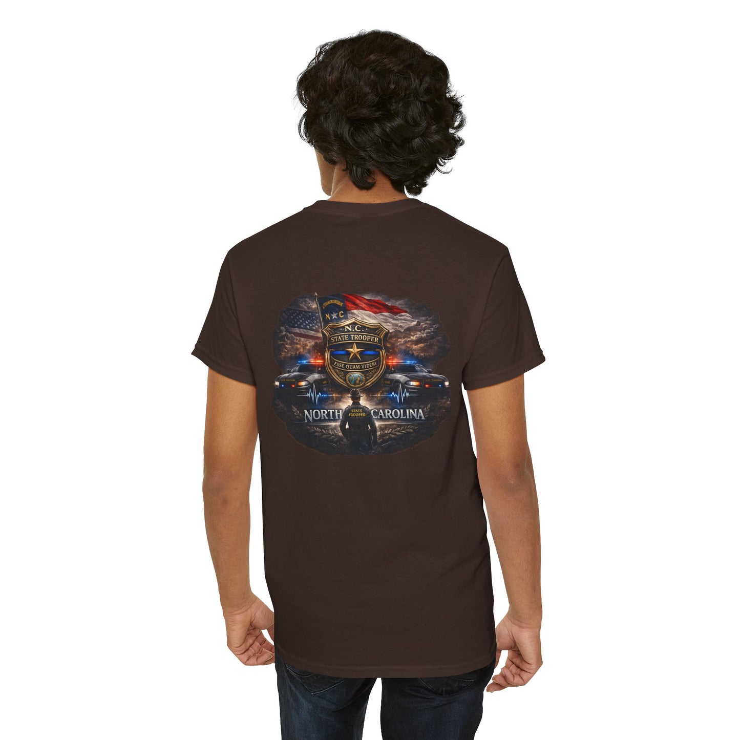 Sworn to serve-State Trooper Badge North Carolina T‑Shirt – Motto