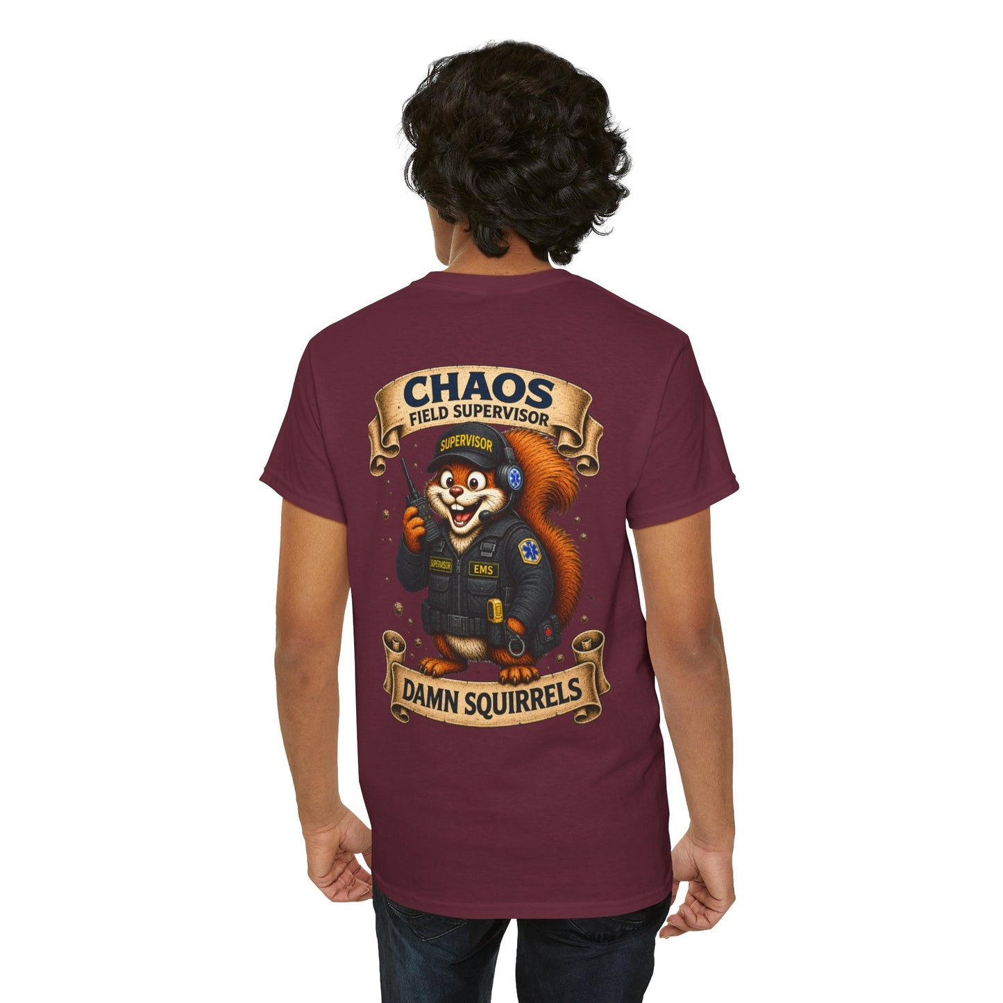 EMS Field Supervisor 'Chaos Squirrel' T-Shirt — Funny EMS Supervisor Gift