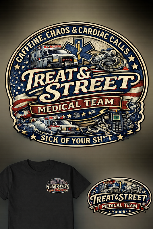 Treat & Street Medical Team First Responders T-Shirt | Firefighter Police EMS