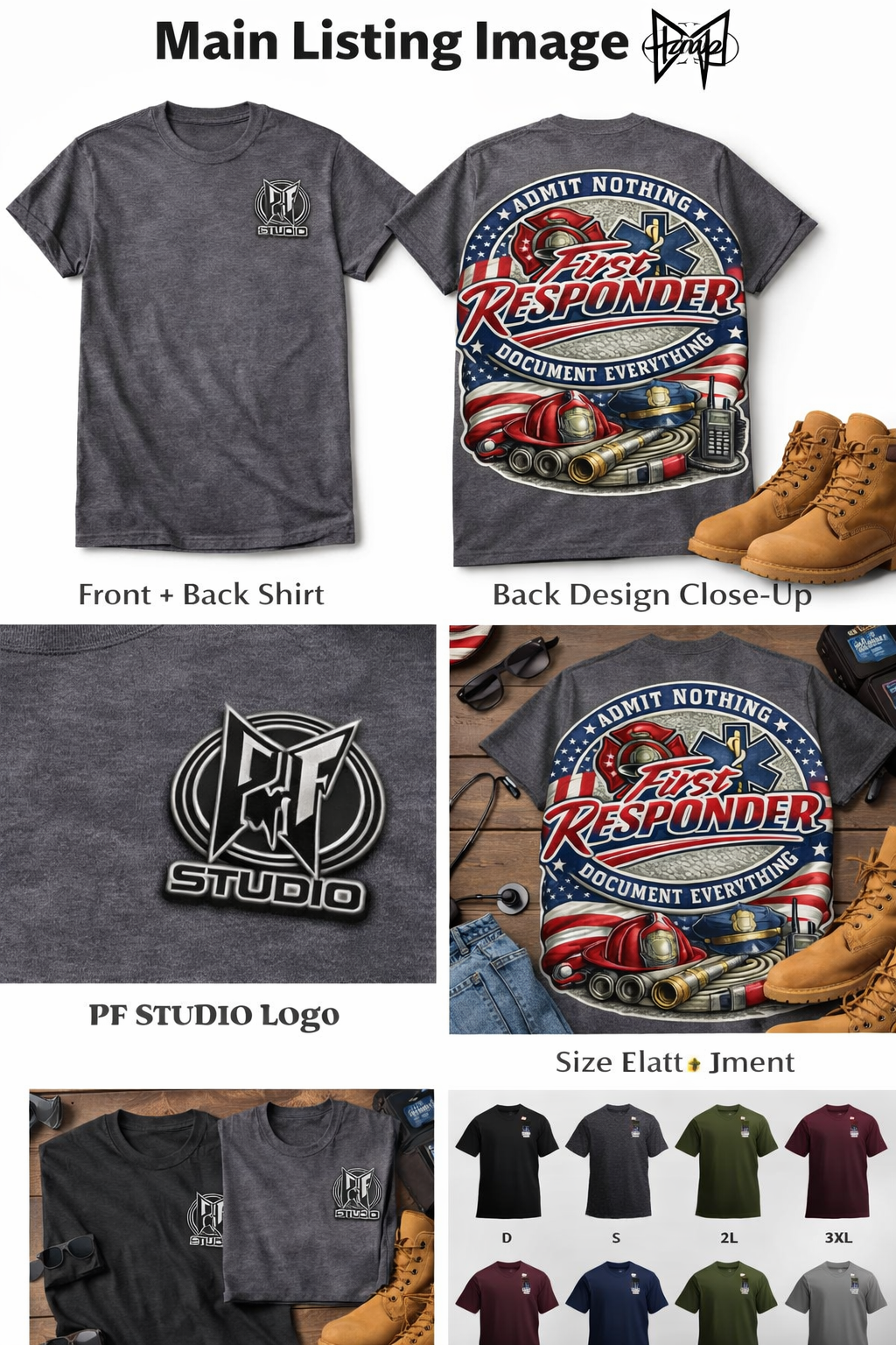 First Responder Tee — "Admit Nothing, Document Everything" Firefighter EMT Police Paramedic Shirt