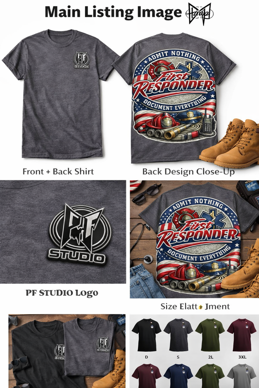 First Responder Tee — "Admit Nothing, Document Everything" Firefighter EMT Police Paramedic Shirt