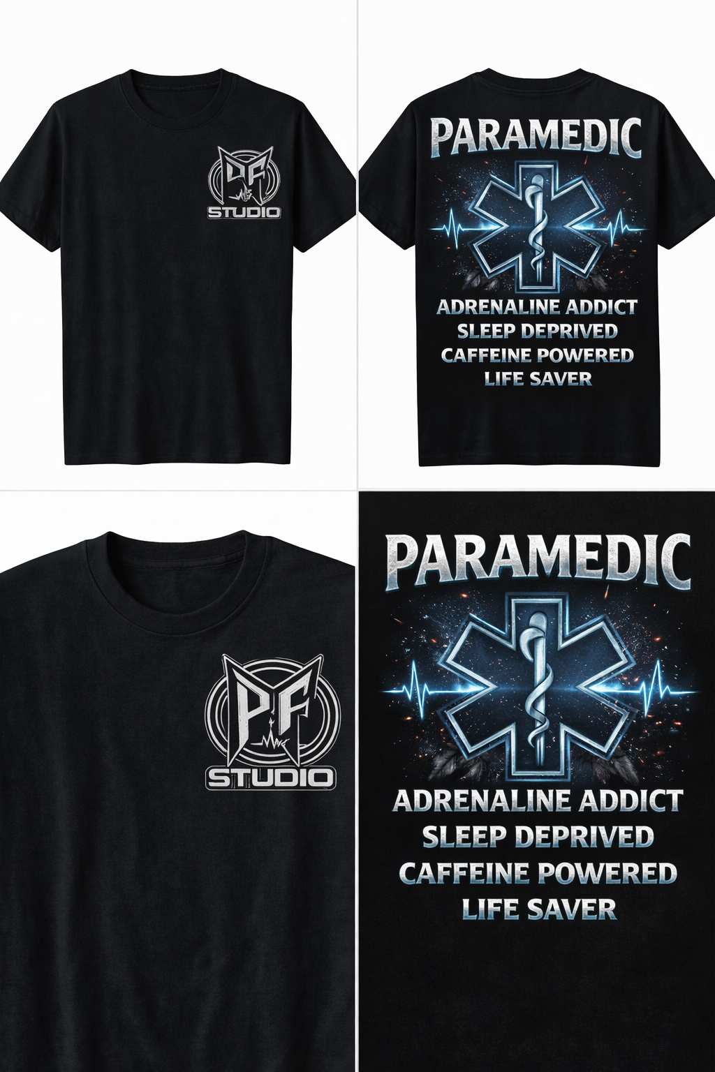 Adrenaline & Caffeine EMT Paramedic Tee | First Responder Typography