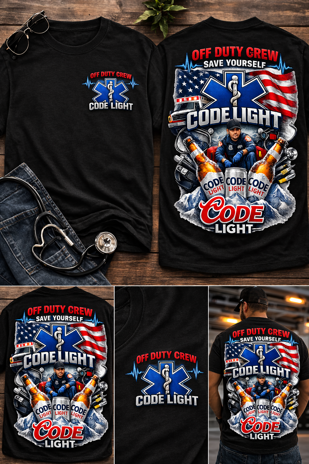 Off Duty Code Light EMT T-Shirt — Funny Paramedic & First Responder Gift