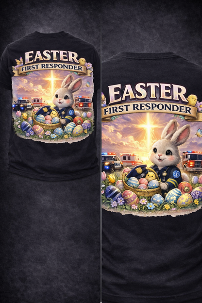 First Responder Easter T-Shirt — Cute EMS, Firefighter & Police Holiday Tee