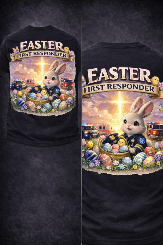 First Responder Easter T-Shirt — Cute EMS, Firefighter & Police Holiday Tee