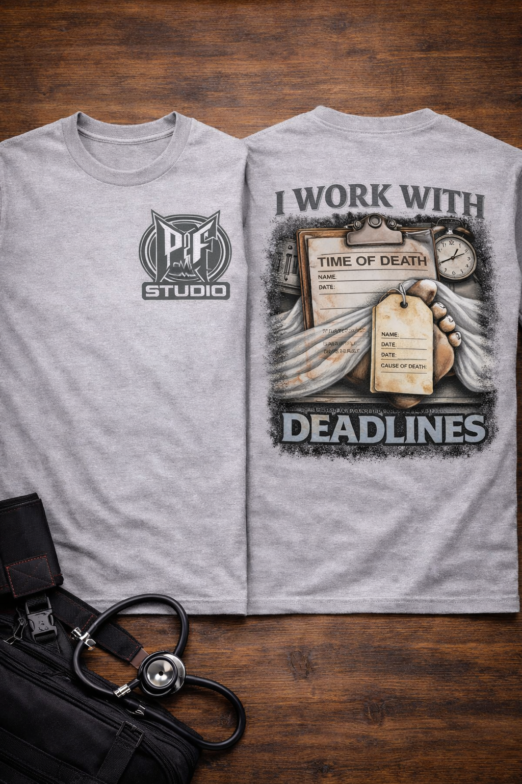 I Work With Deadlines Dark Humor Medical Examiner Tee | Paramedic First Responder